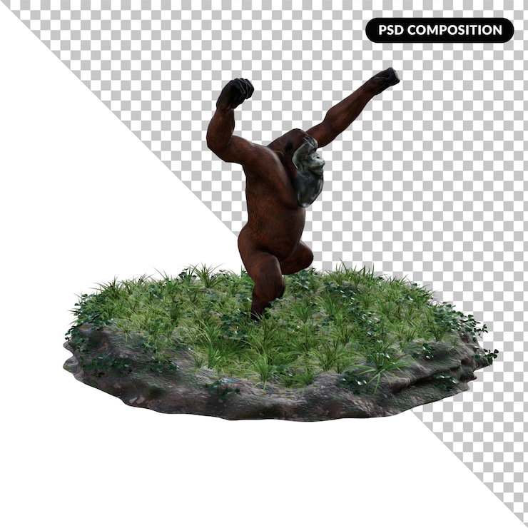 PSD orangután aislado en 3d
