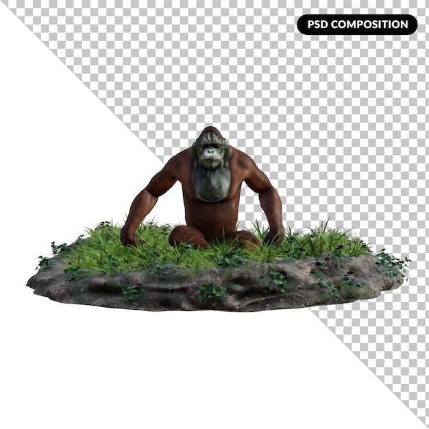 Orangután aislado 3d