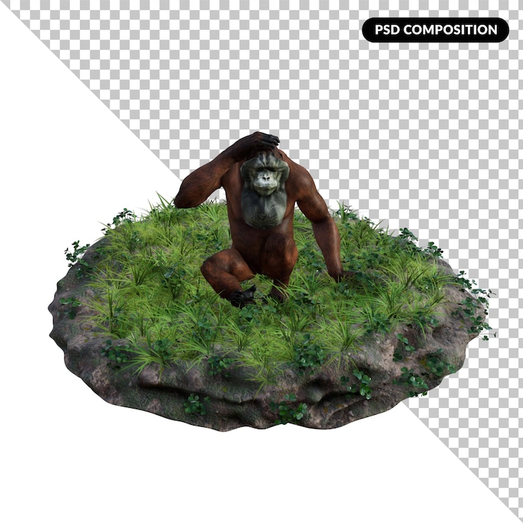 PSD orangután aislado 3d