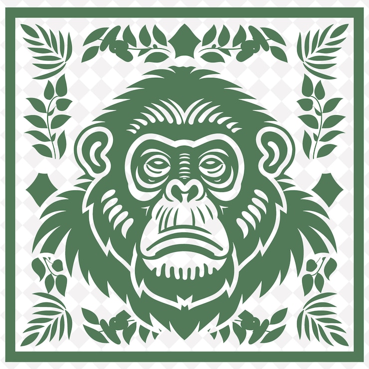 PSD orangutan icon muscular emblem with asian border mighty oran illustration animal vector art design