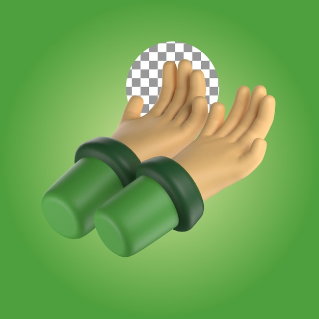 orar a mano en 3d ilustración del tema islámico de ramadán