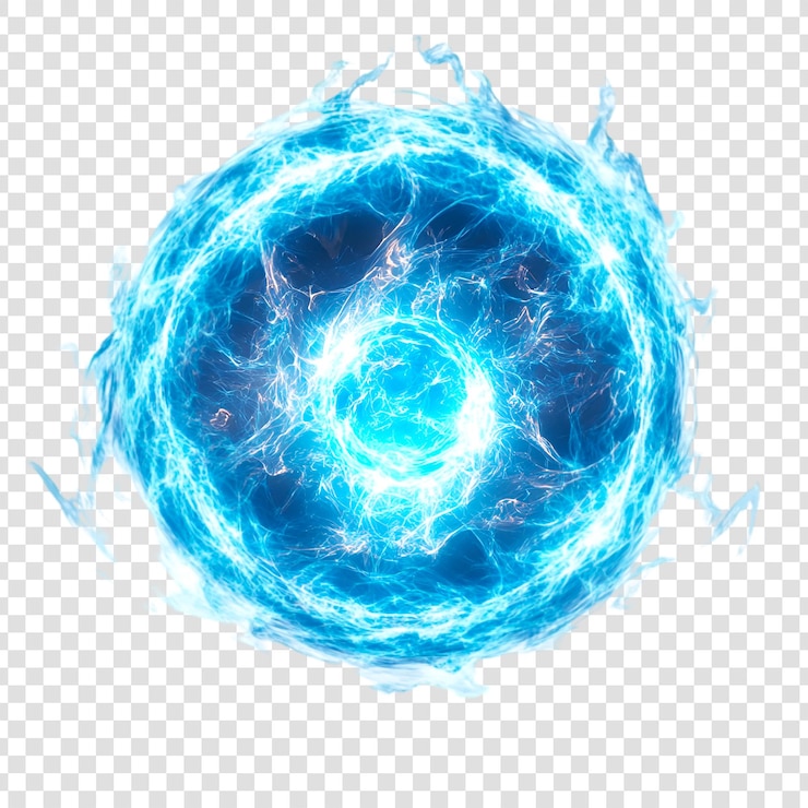PSD orbe de energía azul brillante esfera de energía eléctrica