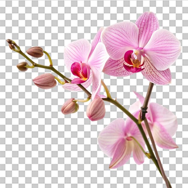 Orchidée à fond rose et à fond blanc isolée sur fond transparent Orchidée avec fond rose et fond blanc isolé sur fond transparent