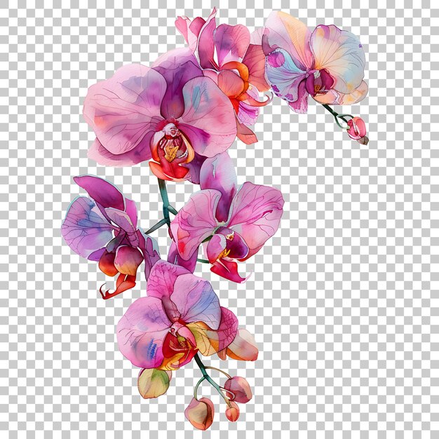 PSD orchideen aquarell png mit durchsichtigem hintergrund