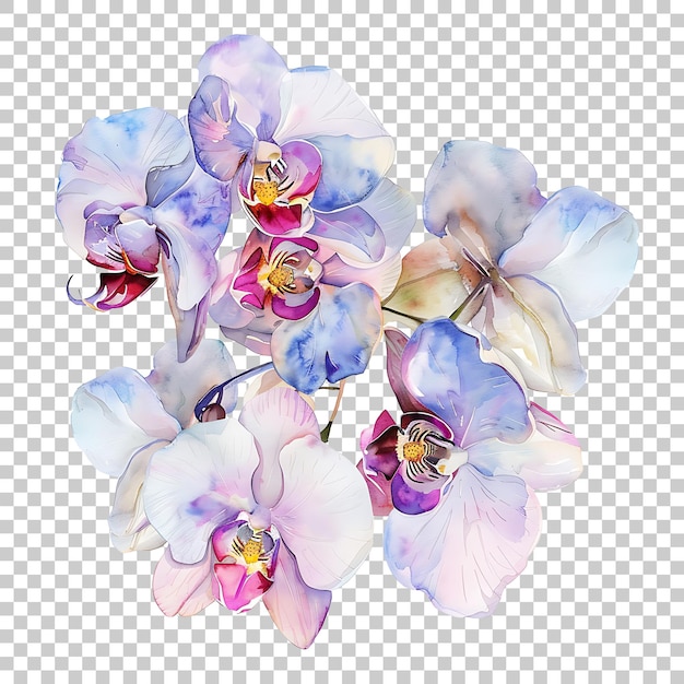 PSD orchideen aquarell png mit durchsichtigem hintergrund