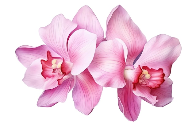 PSD orchideenblütenblätter rosa aquarell isolierte illustration