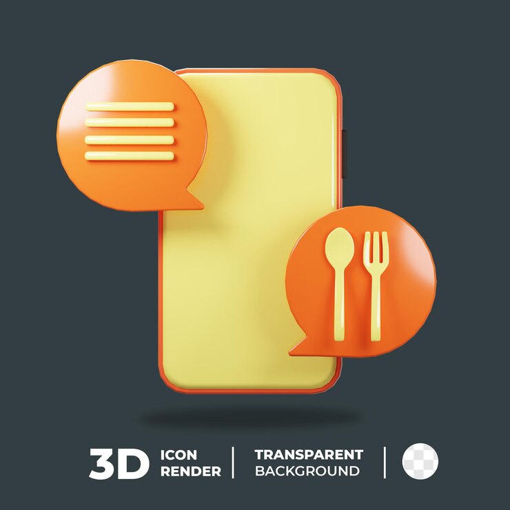 PSD orden de comida de icono 3d en el teléfono