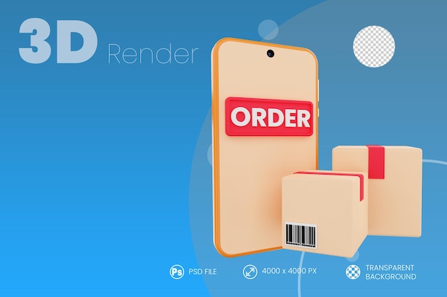 Orden de entrega 3D render fondo aislado