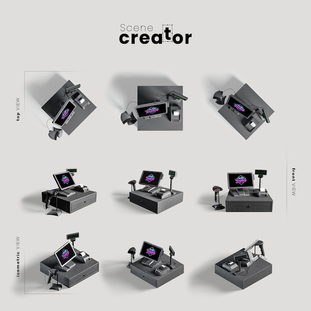 Ordinateur Défini Divers Angles Pour Des Illustrations De Créateur De Scène