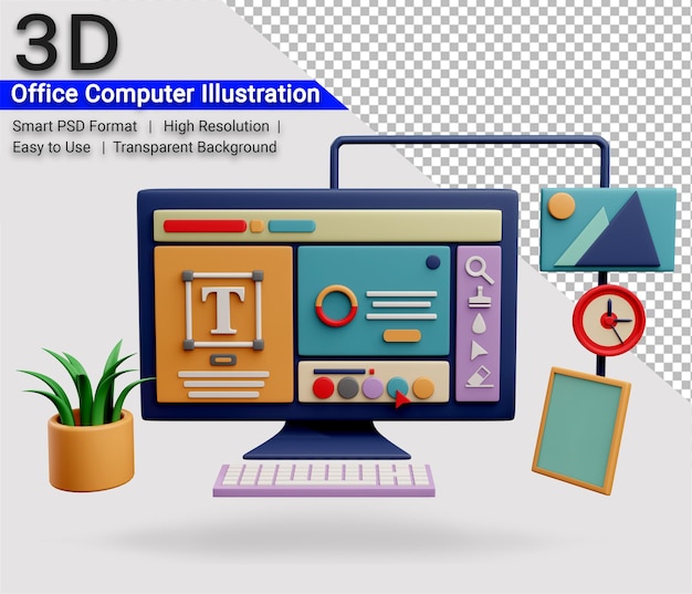 Ordinateur D'illustration 3d Pour Bureau Et étudiant Avec Fond Transparent