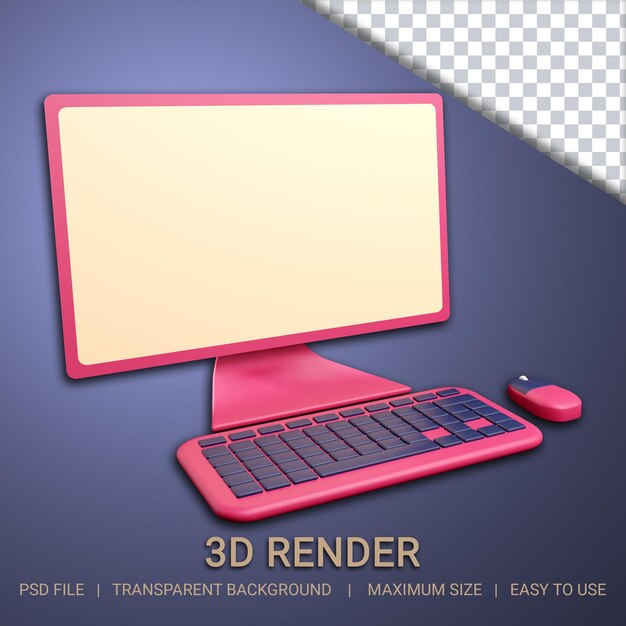 Ordinateur Personnel 3d Avec Fond Transparent