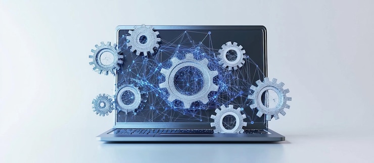 PSD ordinateur portable avec technologie et innovation gears