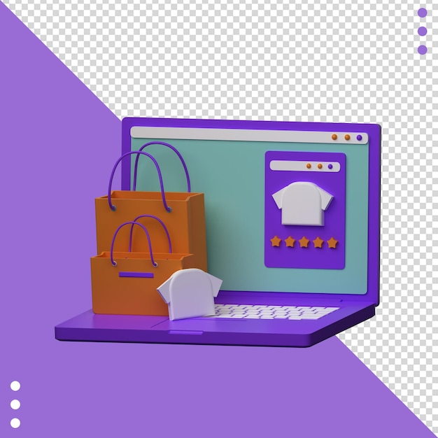 Un ordinateur portable violet avec un sac et un logo de chef à l'écran.