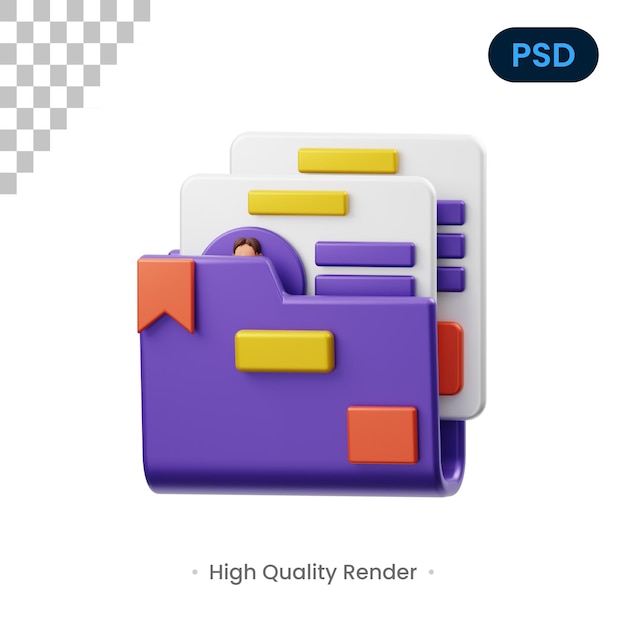 Ordner 3d render illustration premium psd