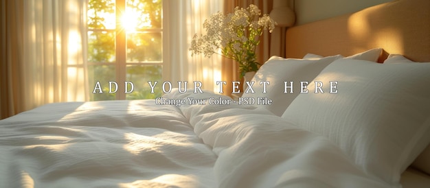 PSD oreillers blancs et draps de lit dans la salle de beauté