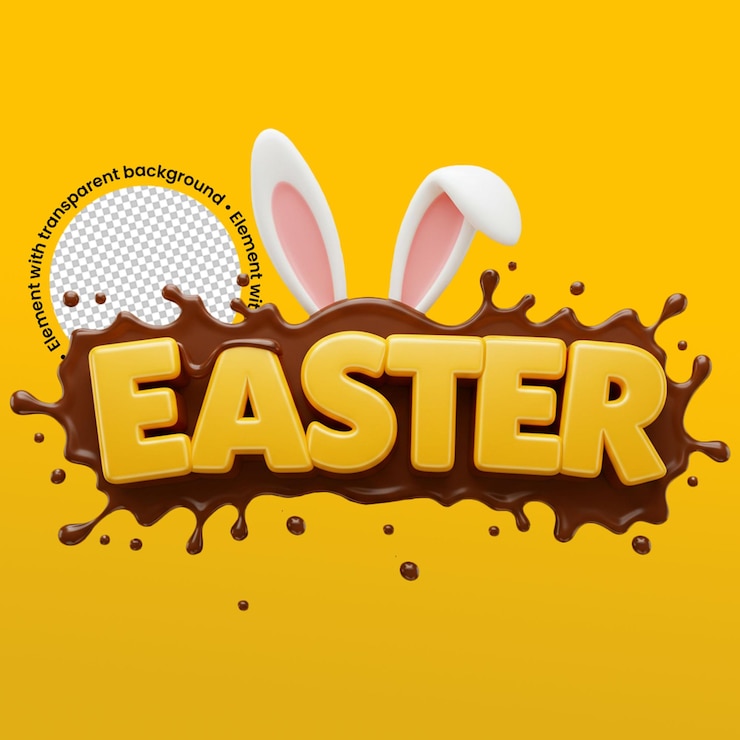 PSD orejas de conejo y sello de chocolate para el tema de pascua pascua