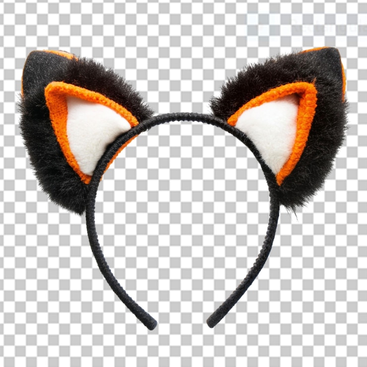 PSD orejas de gato de halloween en un fondo transparente