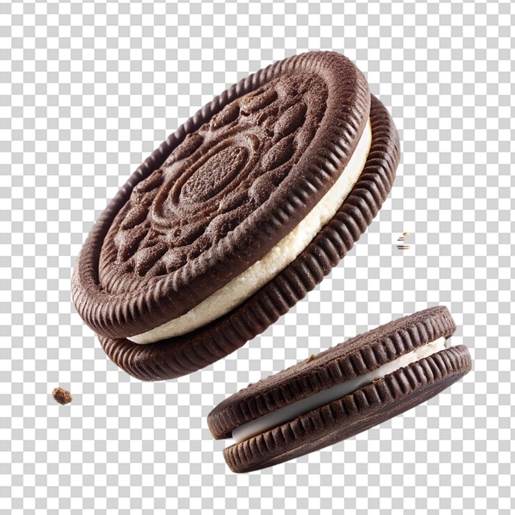 Oreo cookie flaying isolated on transparent background