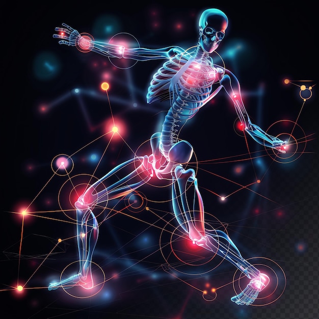 Organigramme des points de douleur articulaire du corps humain, arthrite, squelette bleu