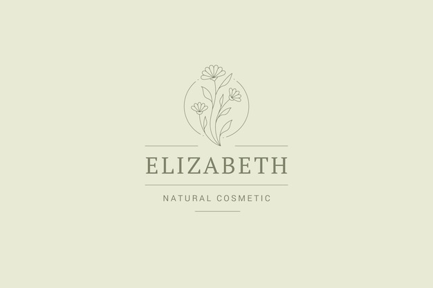 Organisches Kamille Frühling Bouquet Kreisrahmen minimalistische Visitenkarte Markenlogo