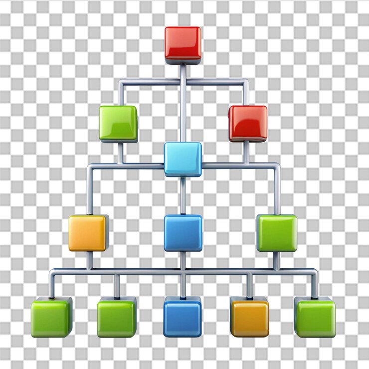 PSD organization chart isolated on transparent background