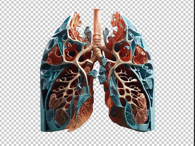 PSD Órgano interno humano de vector libre con fondo de pulmones