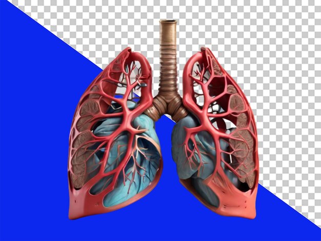 PSD Órgano pulmonar 3d aislado sobre un fondo transparente