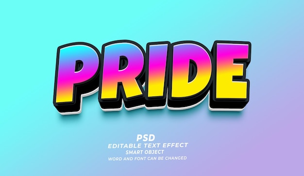 Orgullo 3d efecto de texto editable plantilla de photoshop estilo psd