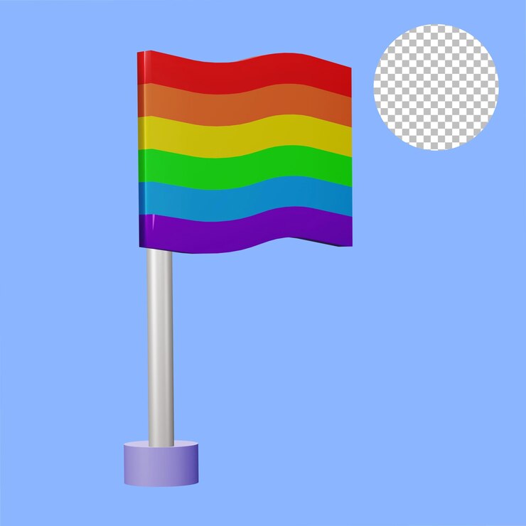orgullo arco iris bandera asta 3d renderizado ilustración alfa fondo