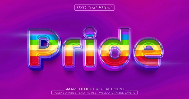PSD orgullo brillante efecto de texto personalizado estilo 3d
