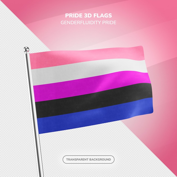 PSD orgullo de la fluidez de género renderización realista de la bandera en 3d
