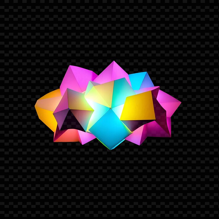 PSD origami altostratus nube compuesta por formas plegadas formas geométricas y papel_isolatado_neón_objeto