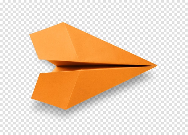 PSD origami avion en papier orange isolé sur fond blanc