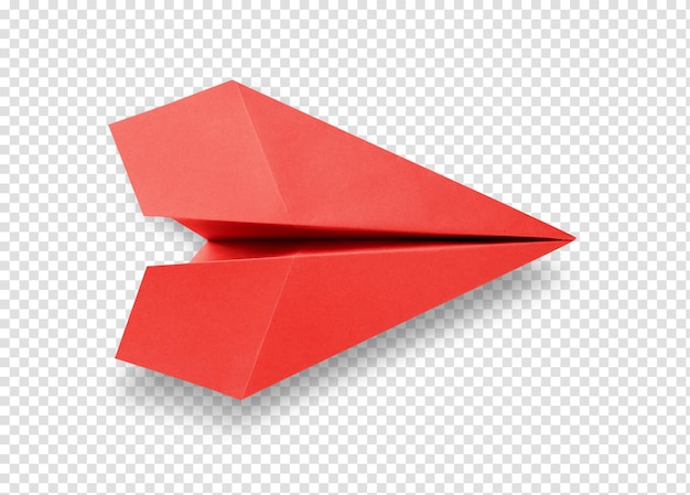 PSD origami avion en papier rouge isolé sur fond blanc