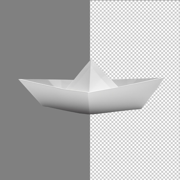 PSD origami barco de papel branco isolado em fundo transparente png psd