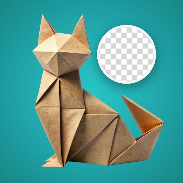 PSD origami de chat sur fond transparent