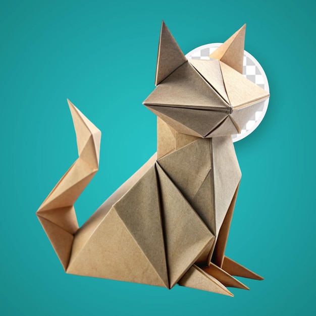 PSD origami de chat sur fond transparent