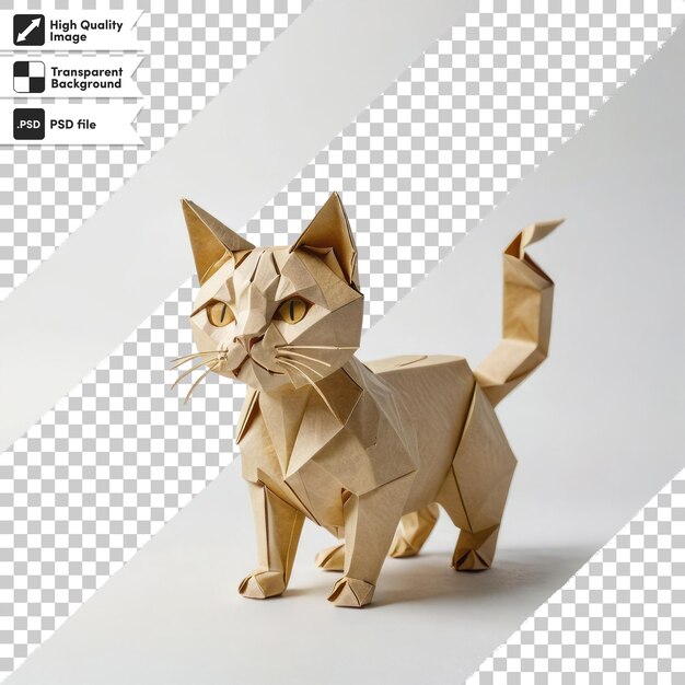 PSD origami de chat psd sur fond transparent avec couche de masque modifiable