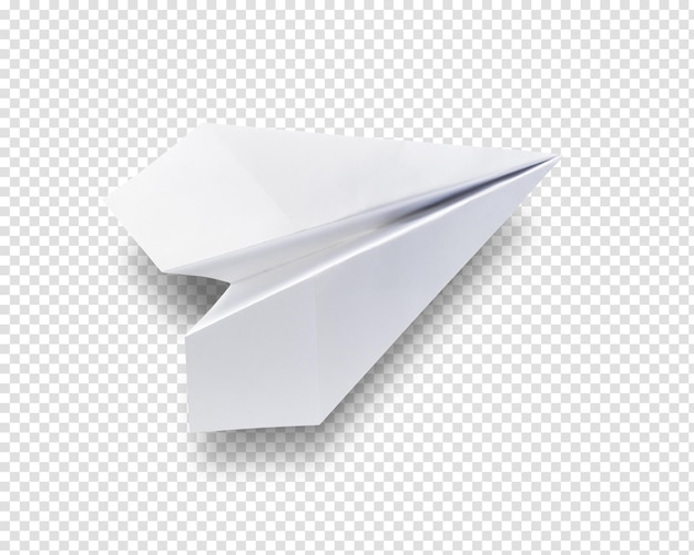 PSD origami de avião de papel isolado em um fundo branco