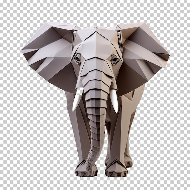 Origami de elefante isolado em transparente