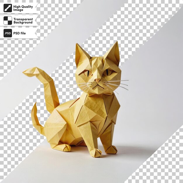 PSD origami de gato psd en fondo transparente con capa de máscara editable