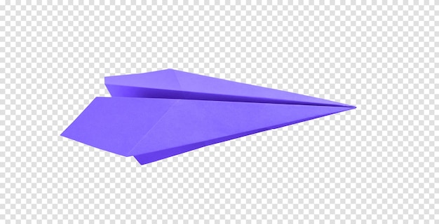 PSD origami plano de papel roxo isolado em um fundo branco em branco