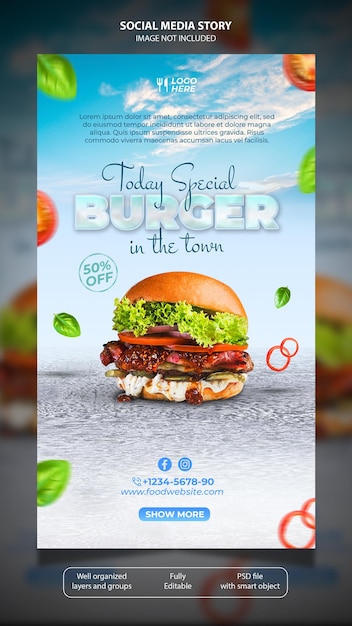 Originelle burger-social-media-story