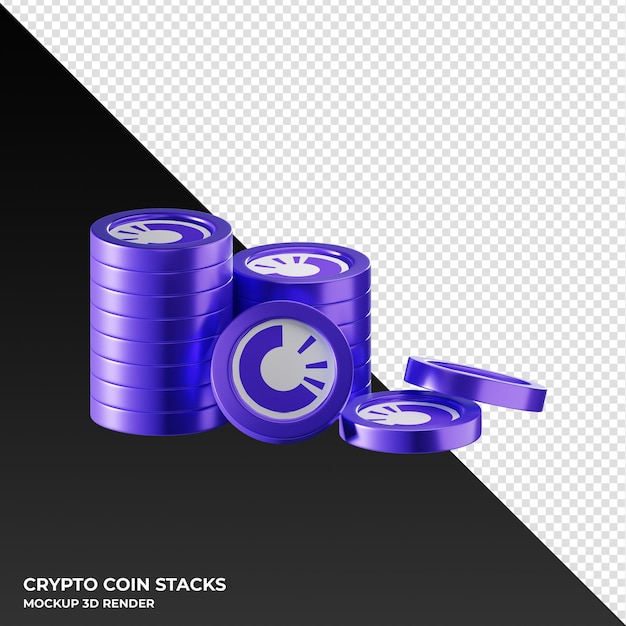 OriginTrail TRAC pilas de monedas cryptocurrency 3D Render ilustración