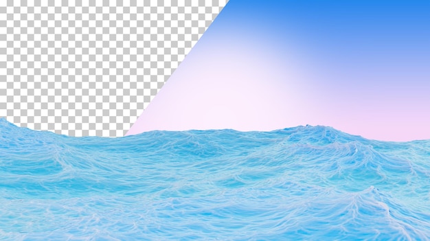 Orizzonte oceanico Rendering 3d del paesaggio marino Onde del mare realistiche