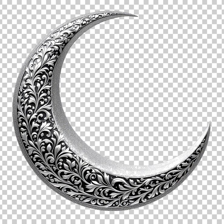 PSD ornada luna creciente plateada