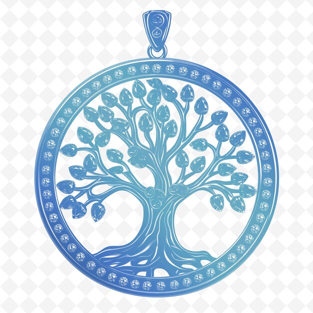 PSD un ornamento azul con las palabras árbol en él