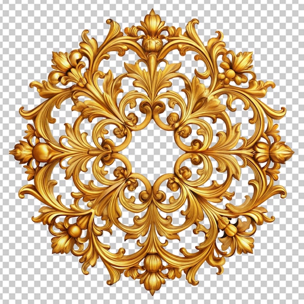 PSD ornamento barroco dorado elementos florales aislados fondo transparente