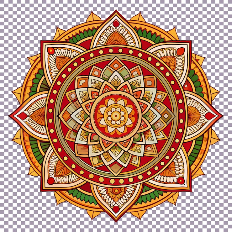 PSD ornamento colorido en un fondo transparente