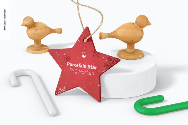 Ornamento de estrela de porcelana com maquete de decoração
